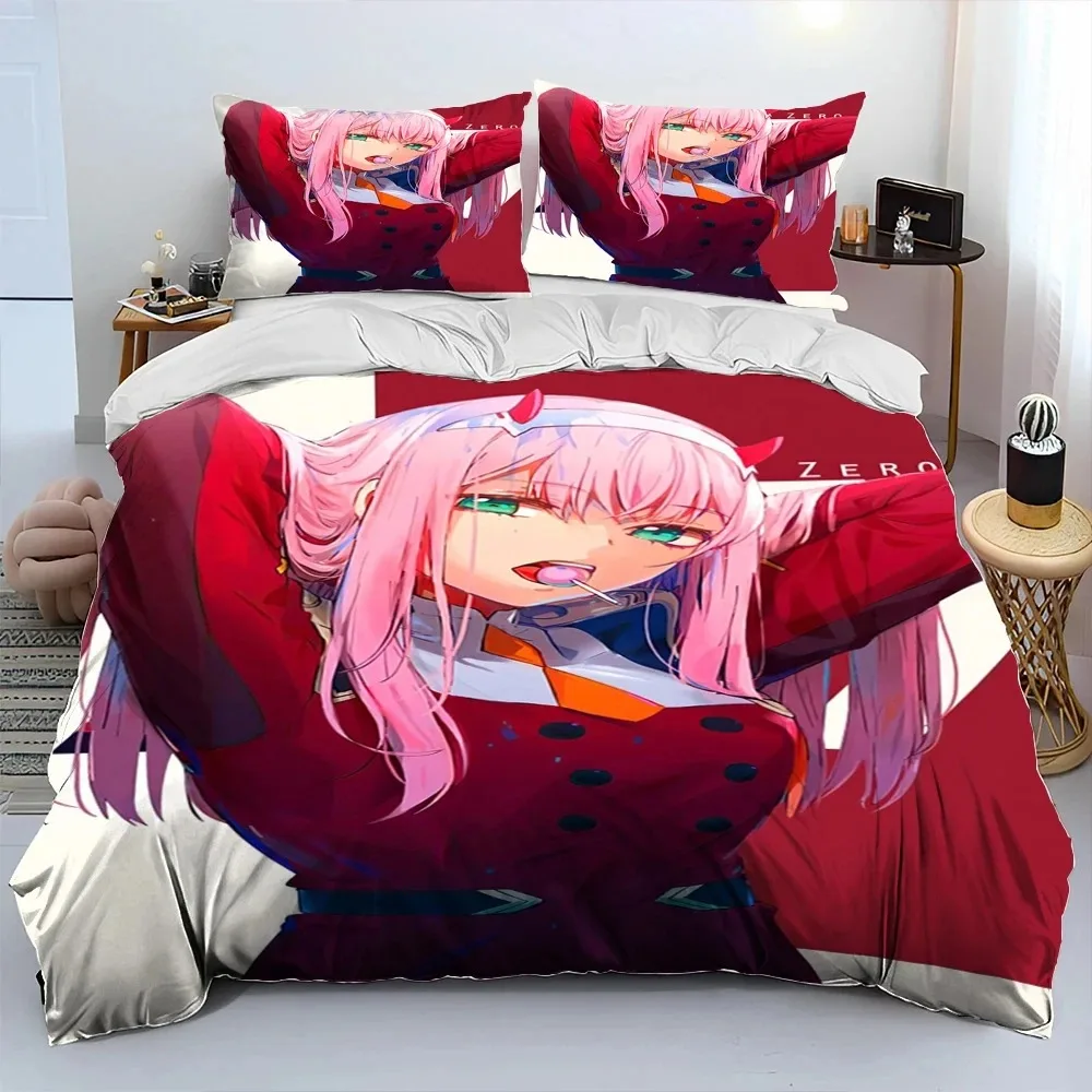 

Zero Two DARLING In The FRANXX Cartoon Comforter Bedding Set,Duvet Cover Bed Set Quilt Cover Pillowcase,Queen Size Bedding Set