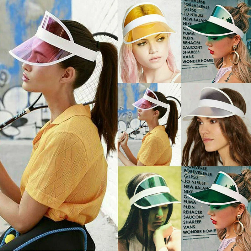 Summer Pvc Sun Hats Women Girls Empty Top Transparent Baseball Caps Outdoor Bicycle Sport Adjustable Anti-Uv Visor Sun Shade Hat