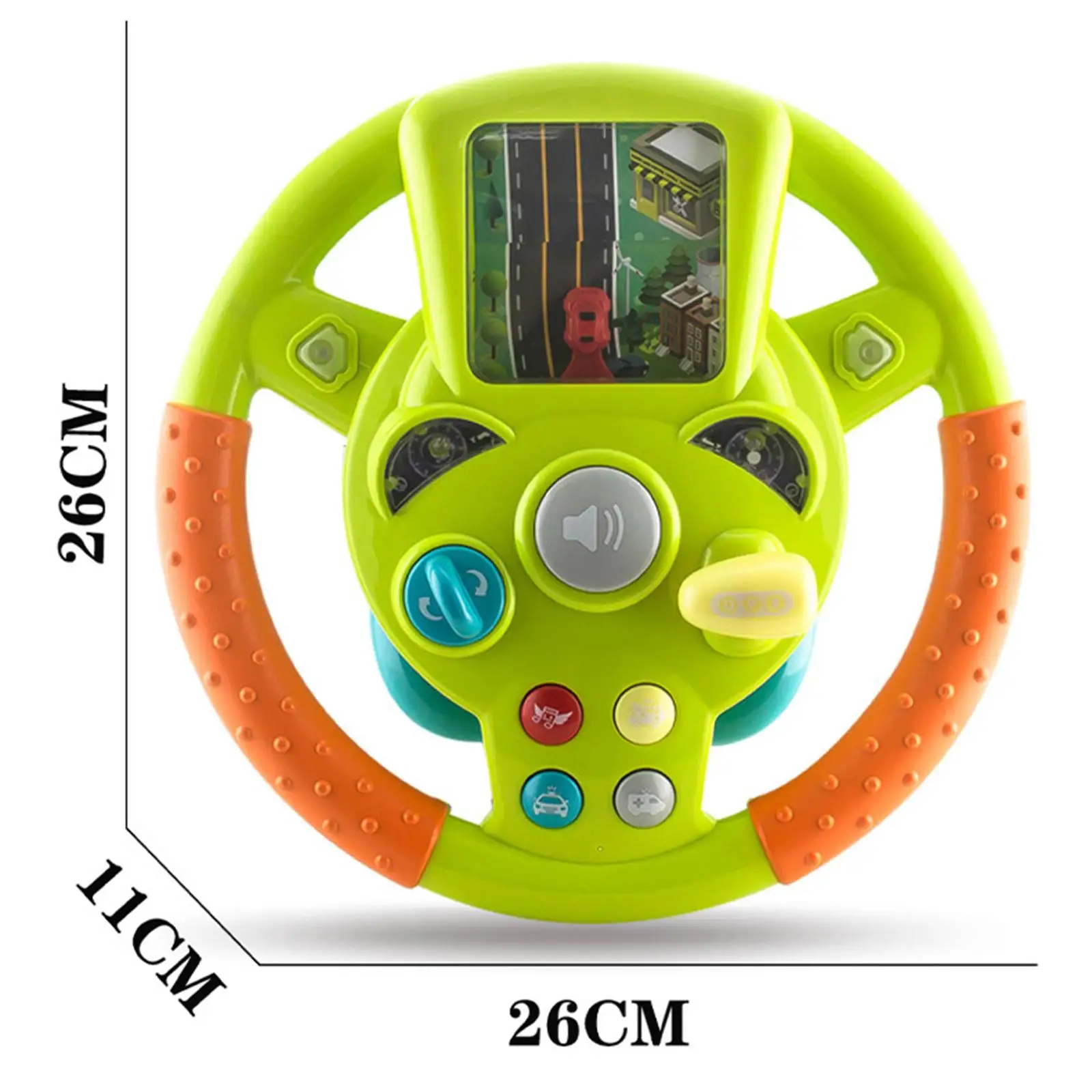 Brinquedo de volante elétrico com luz e motorista de música, atividade divertida educacional