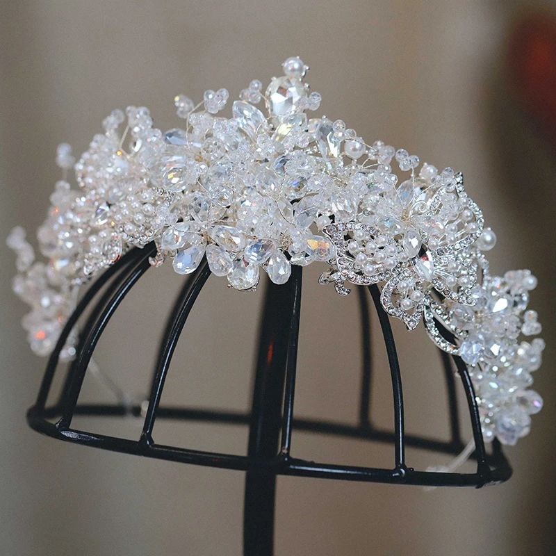 Imagem -02 - Cc-coroas de Casamento para as Mulheres Headpiece de Noivado Jóias de Noivado 100 Contas de Cristal Diadema Tiaras Presente An048