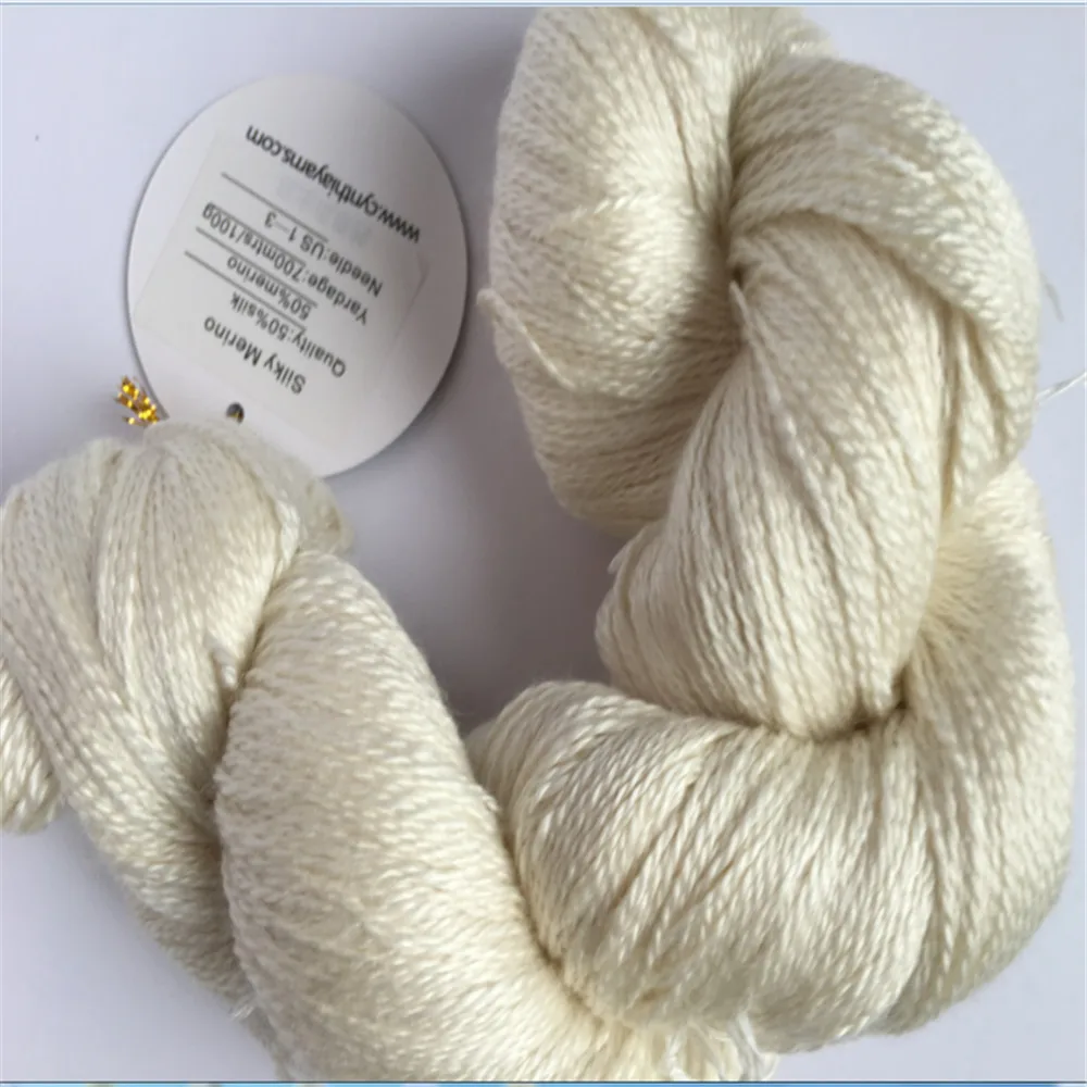 Superwash merino wool and silk blended yarn