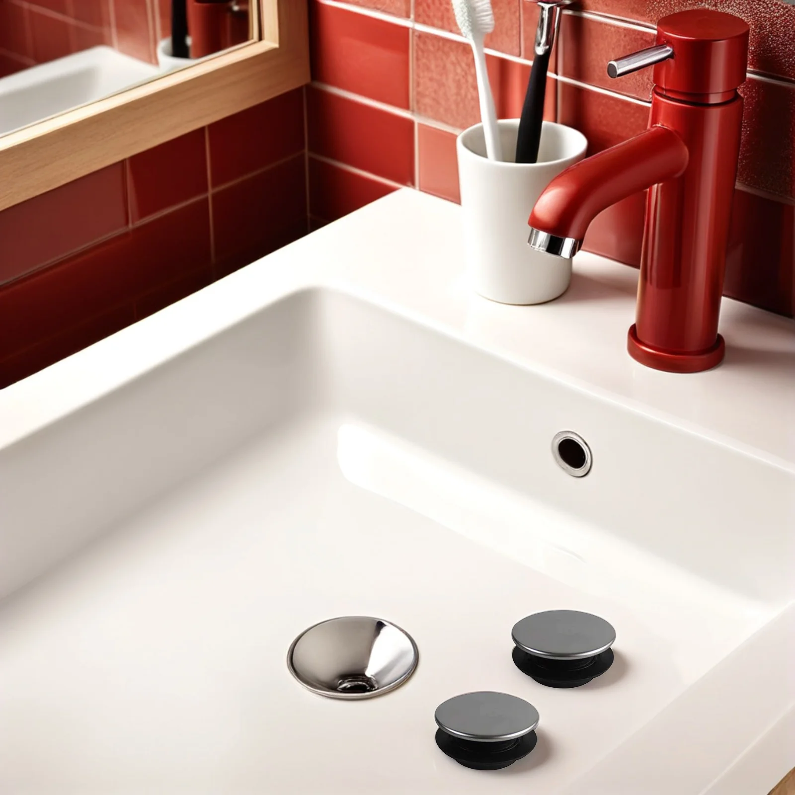 

2Pcs Stainless Steel Kitchen Sink Hole Cover Durable PP Easy Install Sealing Prevent Water Leak Standard Size Accessories