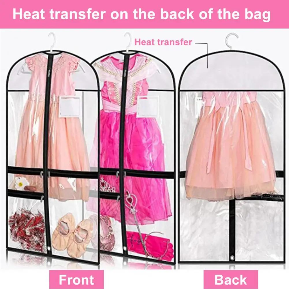 Clothes Dust Cover 4 Zippered Pockets Transparent Moistureproof Waterproof Dustproof Foldable Dance Costume Garment Bag Wardrobe