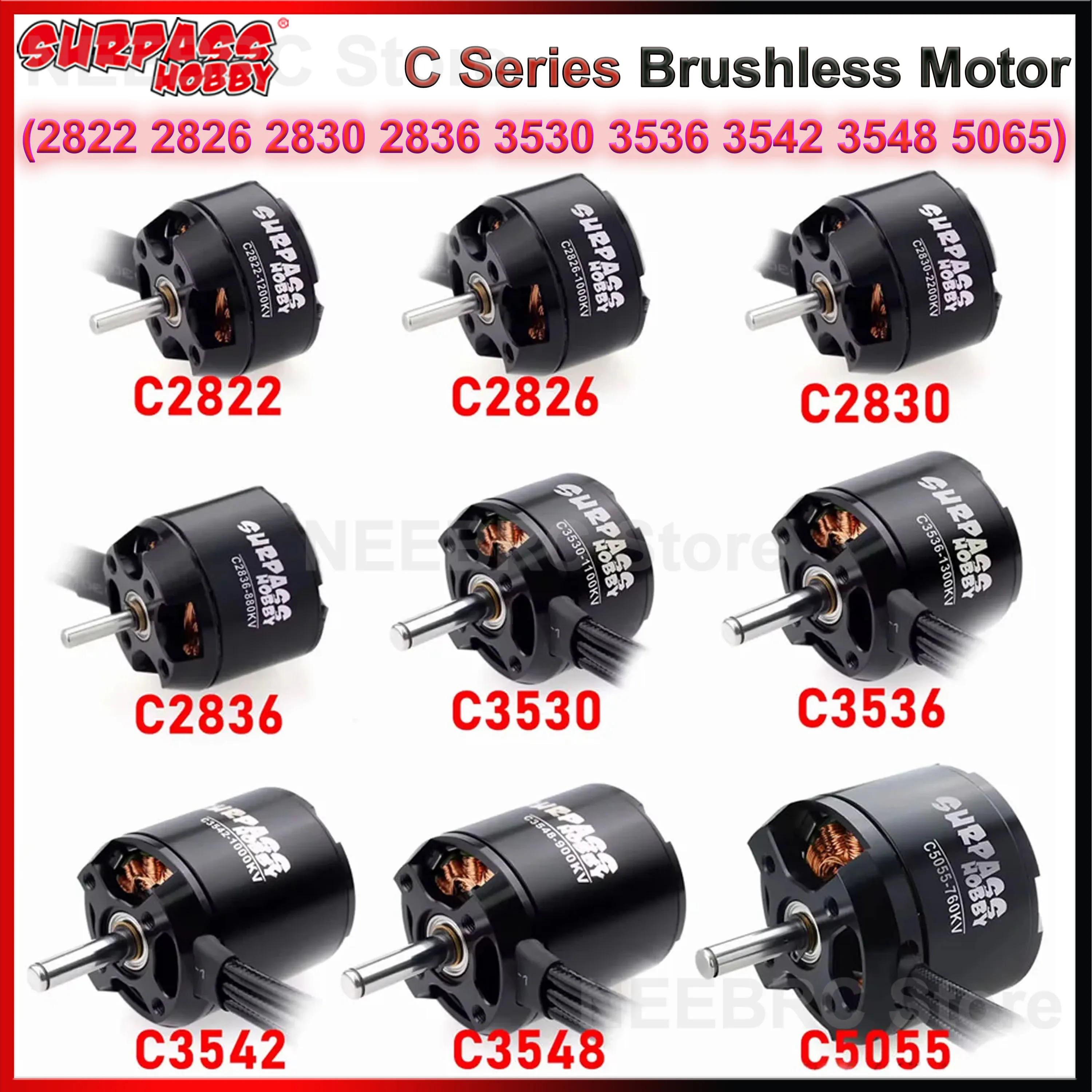 SURPASS HOBBY Brushless Motor 2822 2830 3530 3542 3548 4250 4260 5055 5065 for RC Fixed-wing FPV Racing Drone Quadcopter Plane