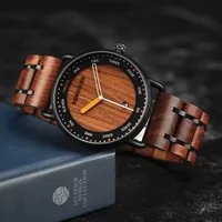 BOBO BIRD Wooden Watch Luxurious Black Walnut Dial Modern Minimalist Design Quartz Wristwatch for Men