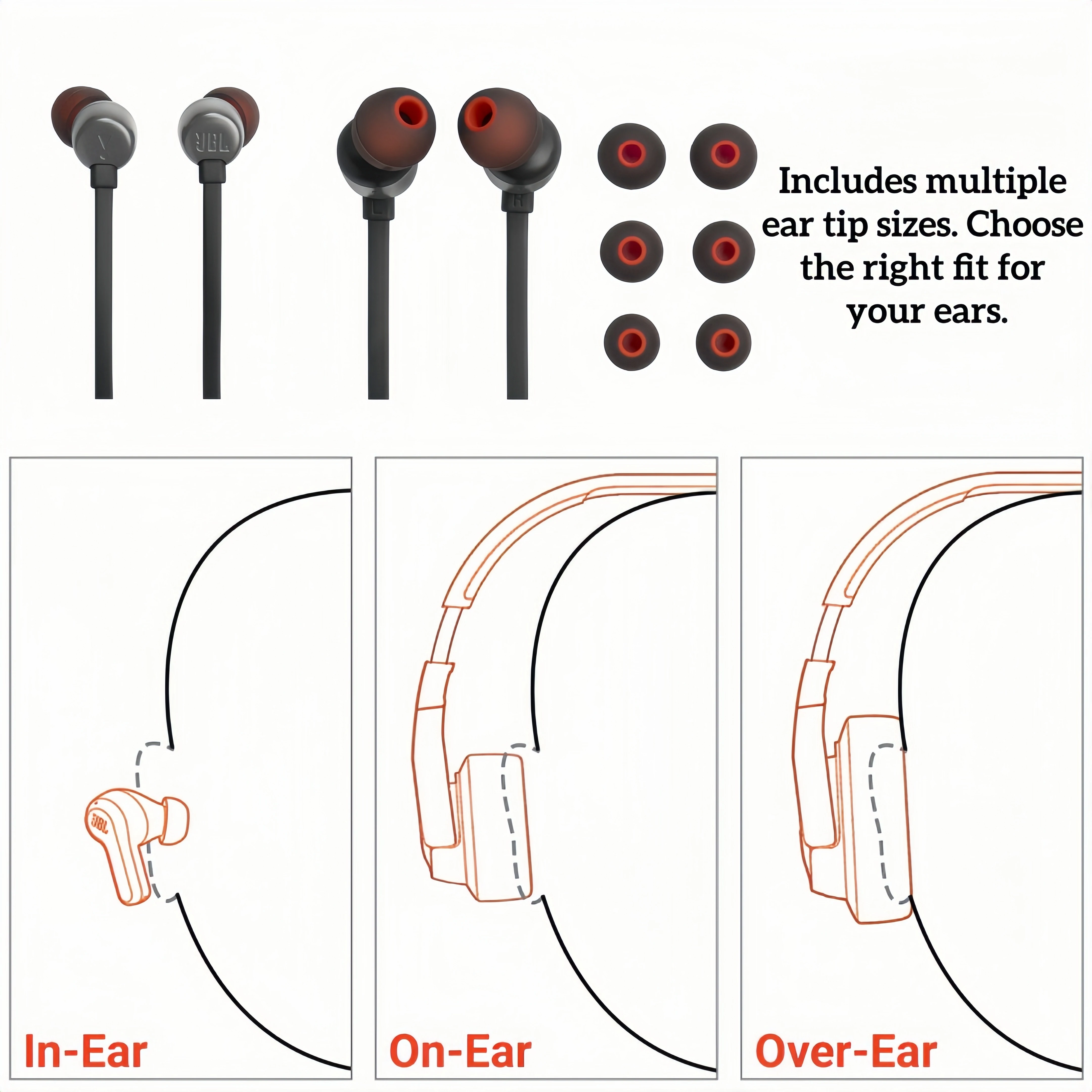 JBL Tune 310C - Wired Hi-Res in-Ear Headphones, Tangle-Free Flat Cable, 3-Button Remote with Microphone,Game headphones with mic view 4