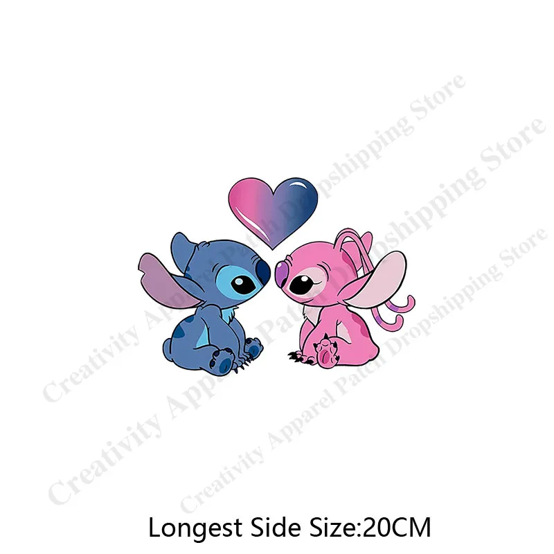 Cartoon Lilo &Stitch Patches for Clothing on Women\'s Hoodies Printing Patch Heat Transfer Stickers Clothes Custom Applique Gift