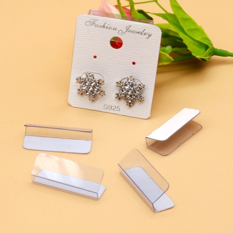 100 Pcs Earring Card Adapter Adhesive Lip Hanger Self-Adhesive Adapter for Jewelry Earring Necklace Accessories Display