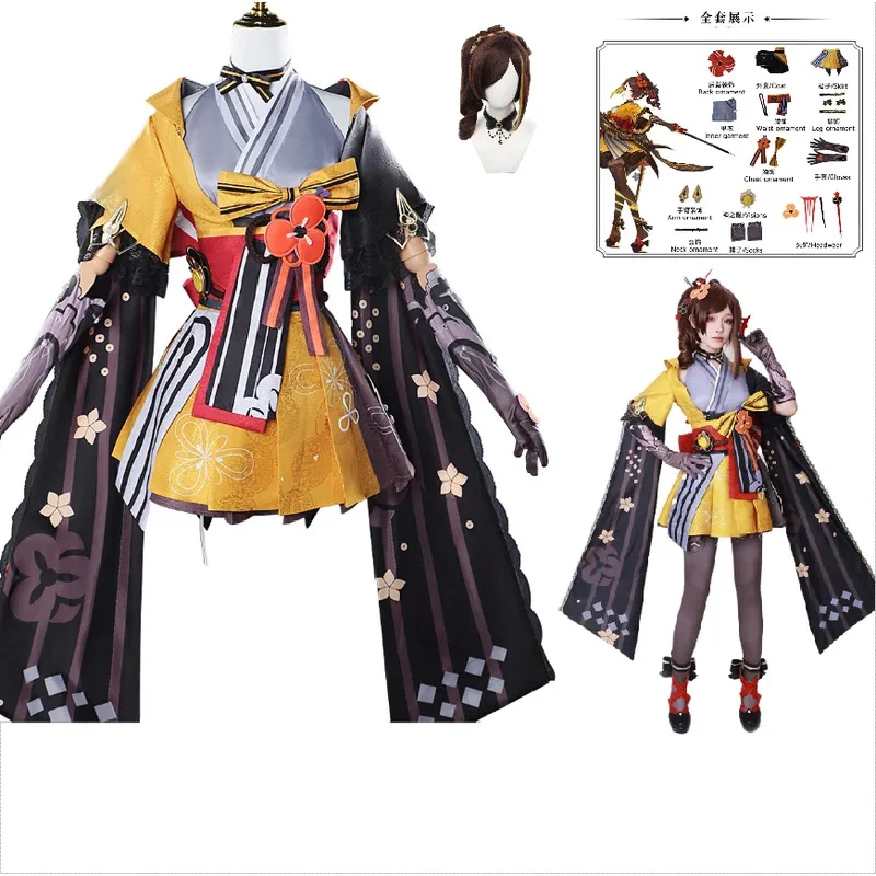 

Game Chiori Cosplay Costume Genshin Impact Wig Chinese Uniform Halloween Party Dress for Women Comic Con Anime Clothing yi;4