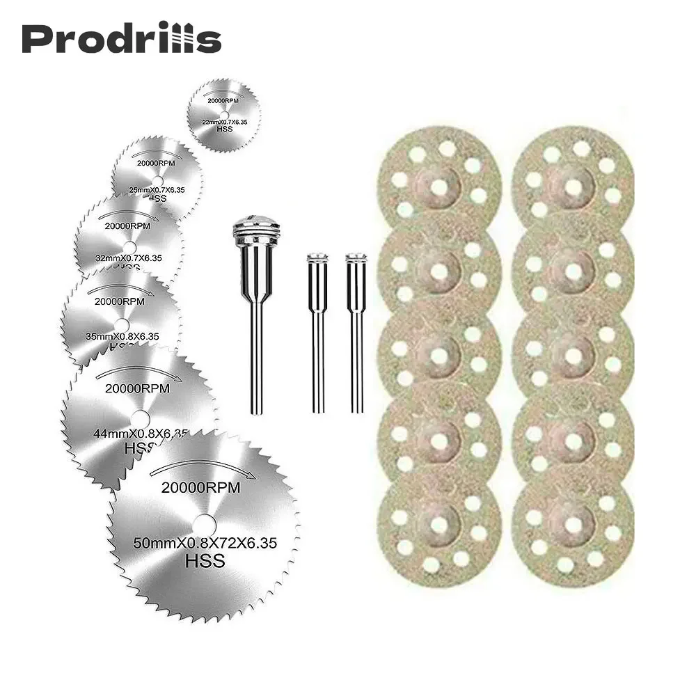 

Алмазное режущее колесо Prodrill из быстрорежущей стали, режущие диски, роторные инструменты, оправка, 10 шт., 22 мм, резка металла для Dremel
