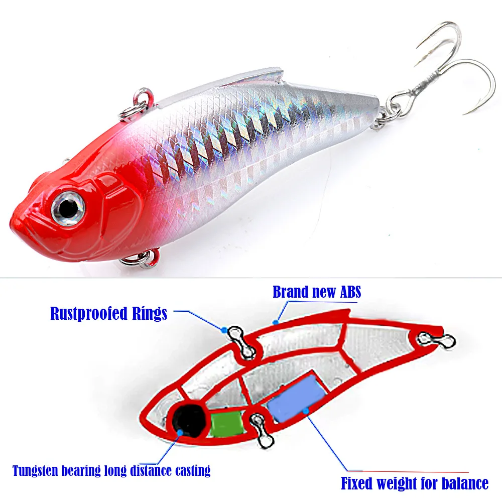 8cm 15g VIB Lipless Crankbait Ice Winter Fishing Lures Hard Bait Bass Pike Trolling Tackle Zipbait Wobblers Pesca Leurre Perch