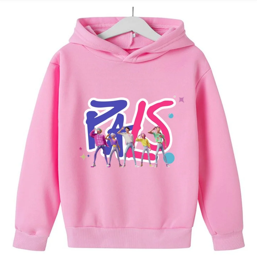 

KPop Demon Hunter мультфильм для девочек и мальчиков толстовка с капюшоном теплая детская корейская волна модные повседневные топы повседневная черная розовая одежда