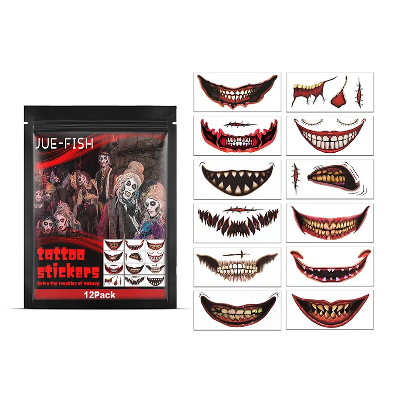 

Halloween Tattoo Stickers, Halloween Horror Party Party Makeup Decorative Mouth Tattoo Stickers