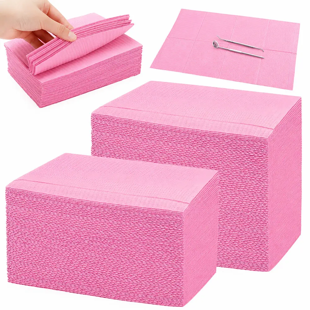 

Disposable Dental Bibs Waterproof Tattoo Bibs Table Covers Absorbent Tray Covers for Dental Tattoo Shop Nail Salon PMU Piercing