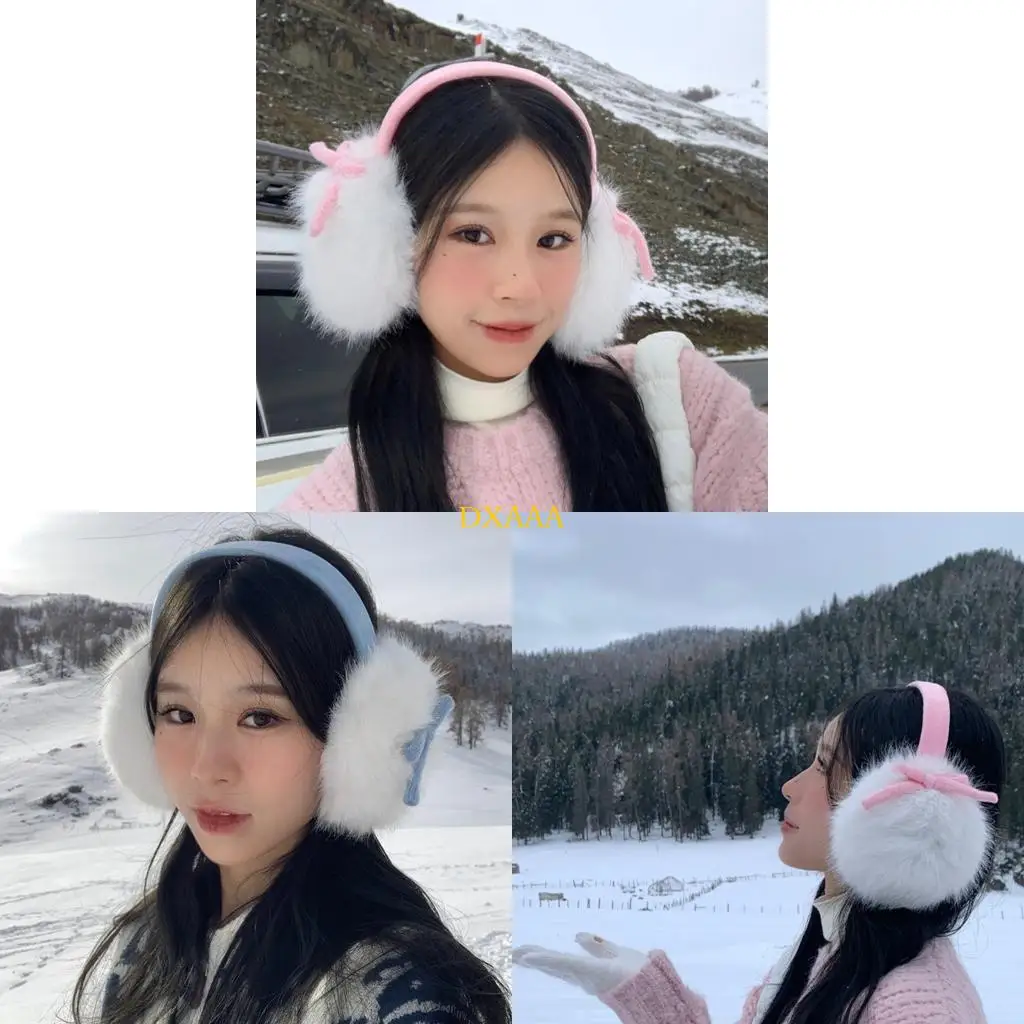 DXAA Fashion Winter Ear Covers Windproof Bowknot Plush Ear Muffs For Cold Weather