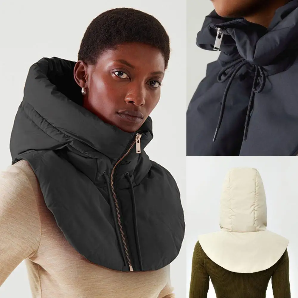 Winter Ultralight Hooded Hats For Women Men Warm Ring Scarf Balaclava Hat Neck Zippper Drawstring Coat Scarf Short Tank Top Hot