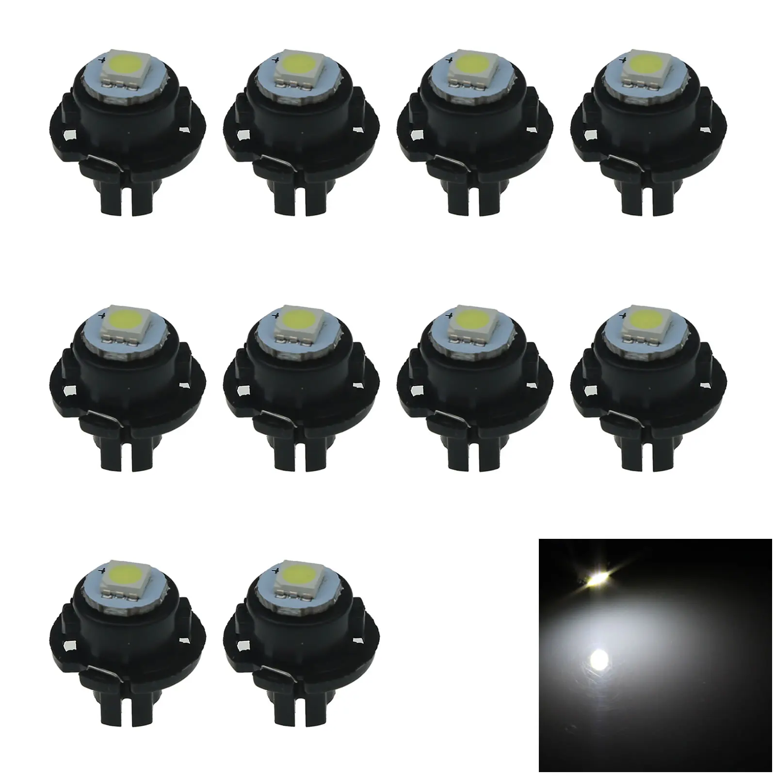 10x White AUTO T6.5 Lamp NEO Dash Twist Socket HVAC Instrument Light 1 Emitters 5050 SMD LED N501-W