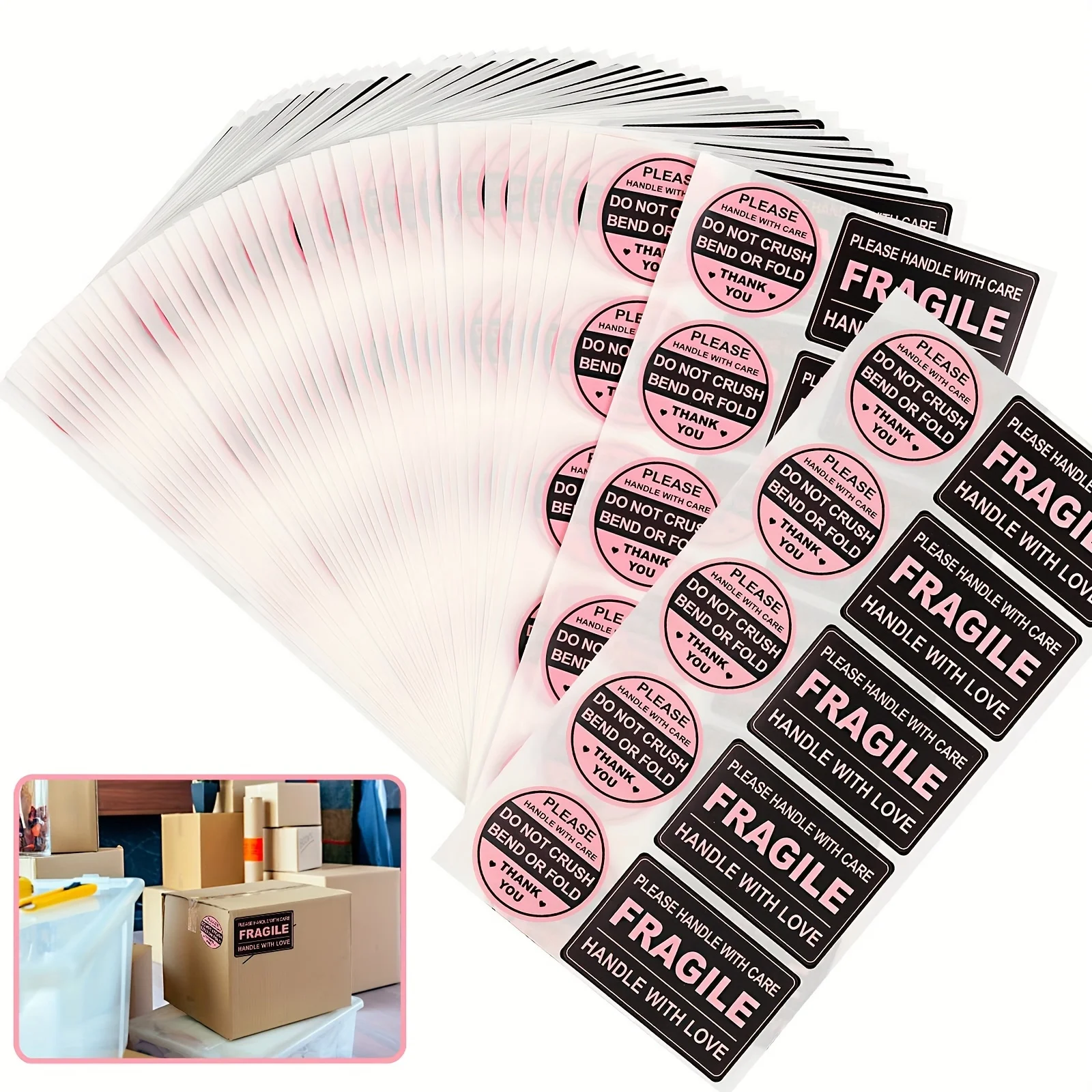 100 Fragile Stickers for ShippingNon-Folding or Folded Stickers Non-Drop Shipping LabelsMailing EnvelopesCartonsPalletsAdhesive