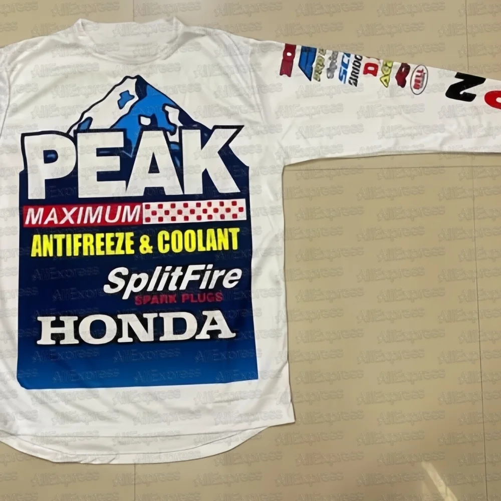 

Джерси для внедорожного мотоцикла Honda 2025 года Mountain # Винтажная футболка с длинными рукавами 125, повседневная быстросохнущая дышащая одежда