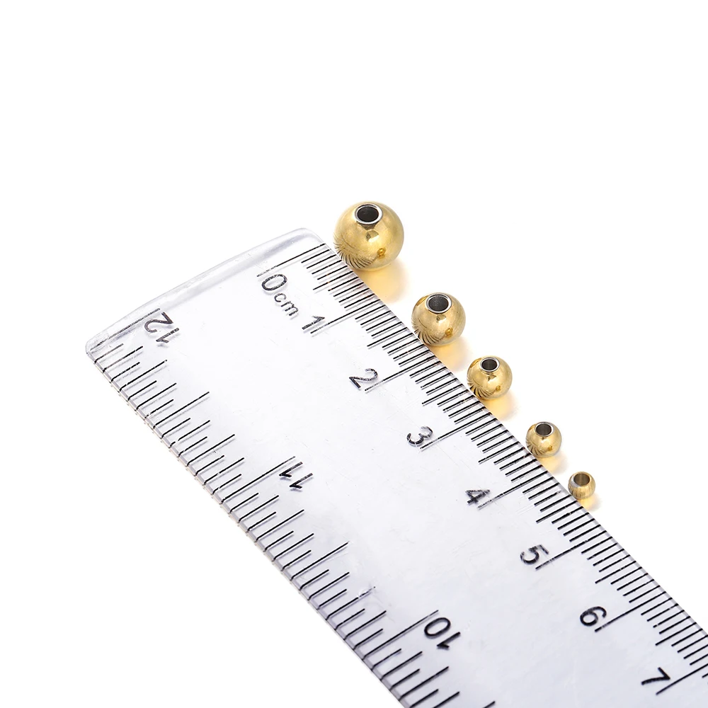 30-100Pcs 3-8 mm Gold Color Stainless Steel Charm Round Loose Spacer Beads For DIY Bracelet Necklace Jewelry Making Accessories