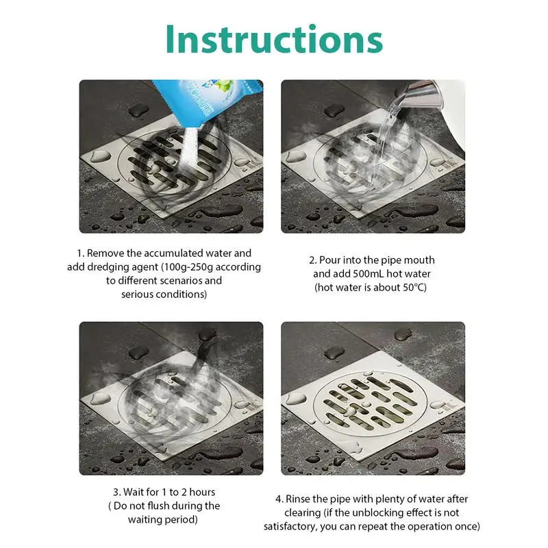 منظفات استنزاف قوية وكيل تجريف الأنابيب المطبخ أنابيب المياه المجاري المرحاض يغلق أداة تنظيف مزيل العرق المواد الكيميائية نعرات بالوعة #4