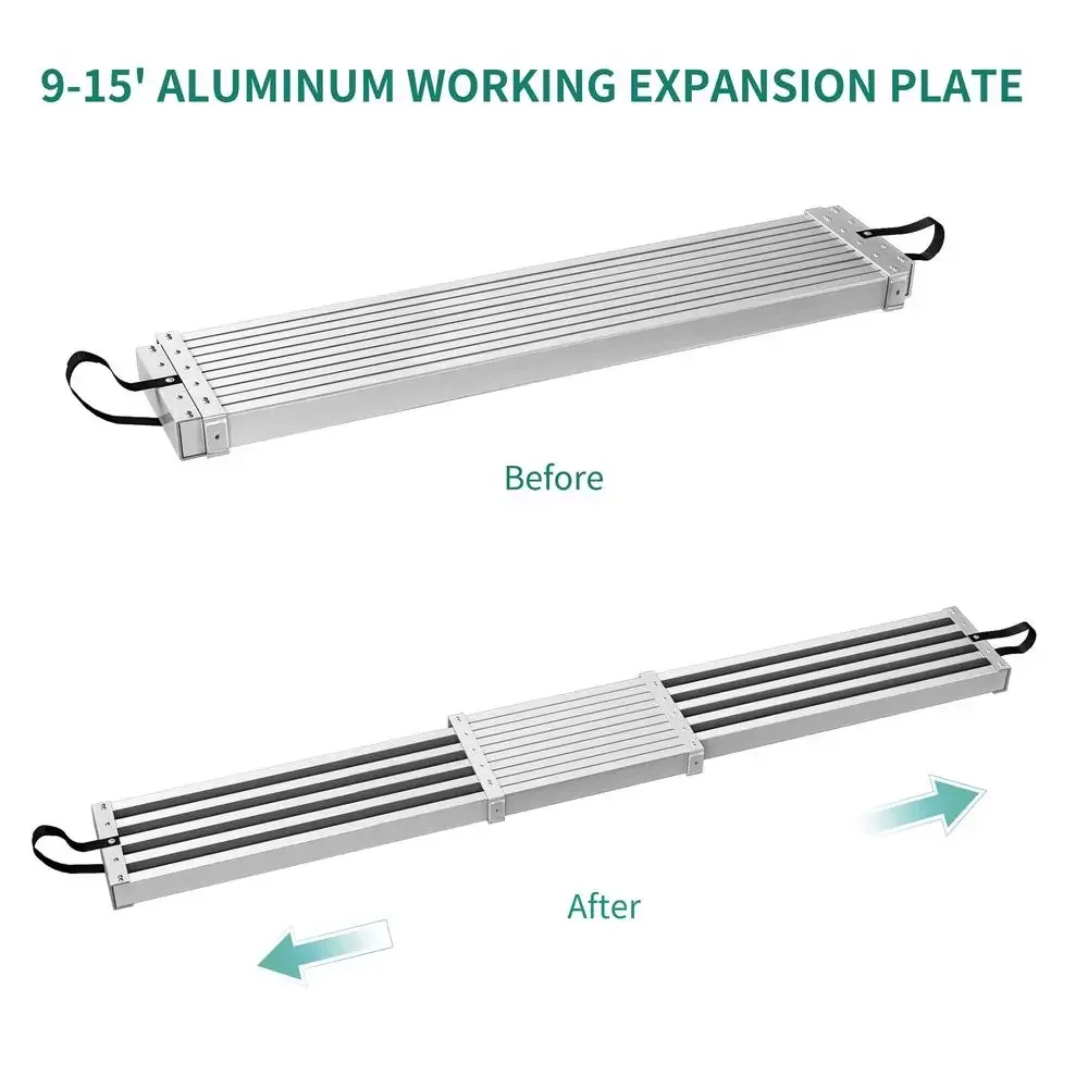 알루미늄 텔레스코핑 플랭크 익스텐션 비계, 440lbs 용량 미끄럼 방지, 9-15ft
