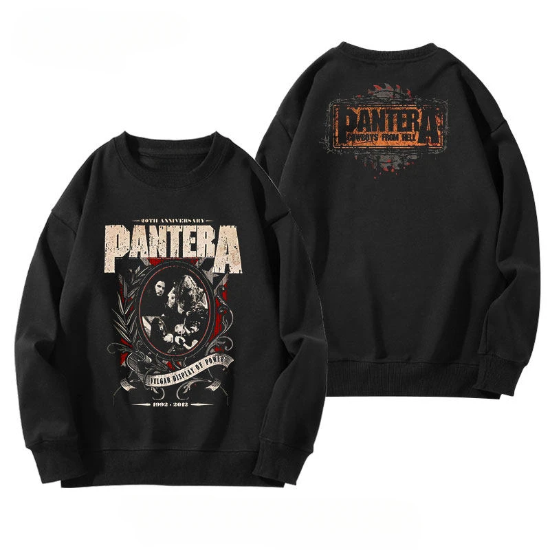 Hot PANTERA Band Snake Python Round-neck Pullover Men's Fall/winter American High Street Retro Top