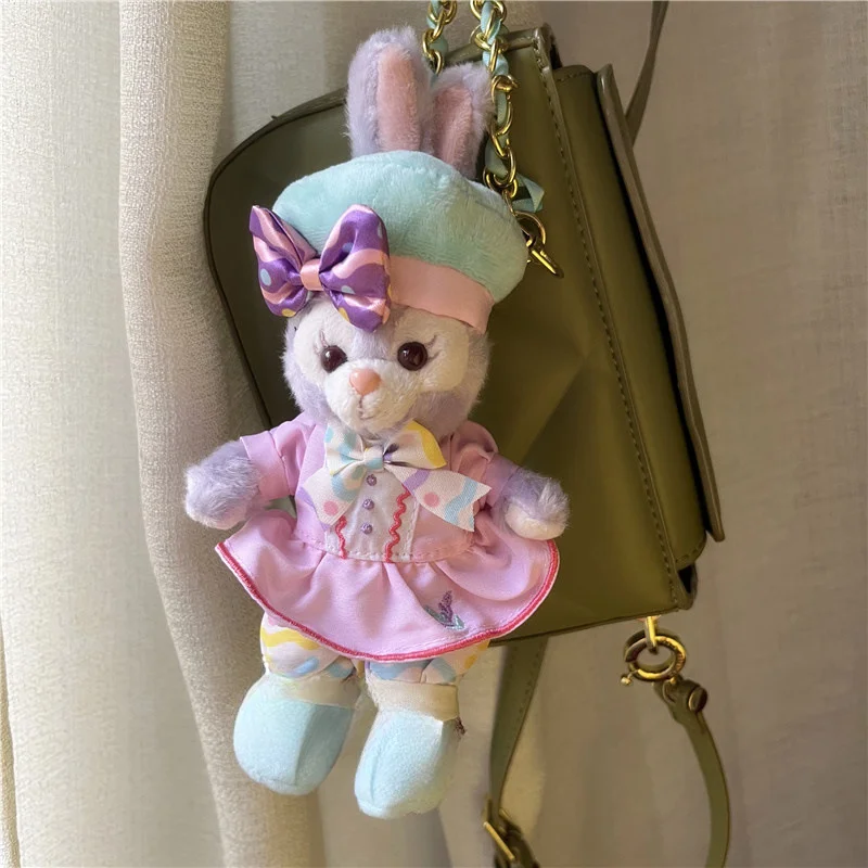 

Disney StellaLou Drag Keychain Girl Heart Purple Rabbit Pendant Soft Cute Furry Pendant Cartoon Fashion Car Accessories