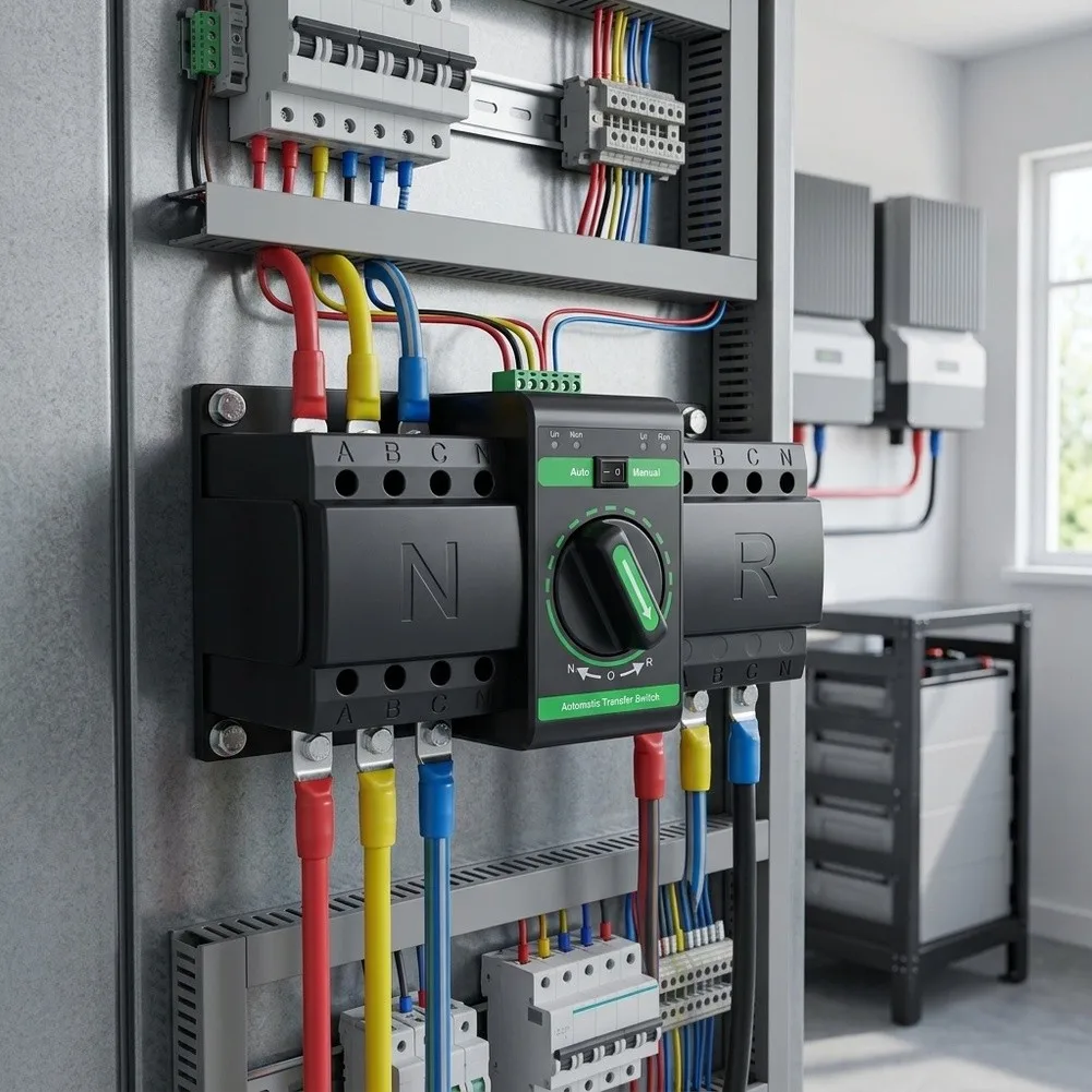 Dual Automatic Transfer Switch 4P Rated 63A to 125A for Use with Single Phase 220V and Three Phase 400V Power Networks