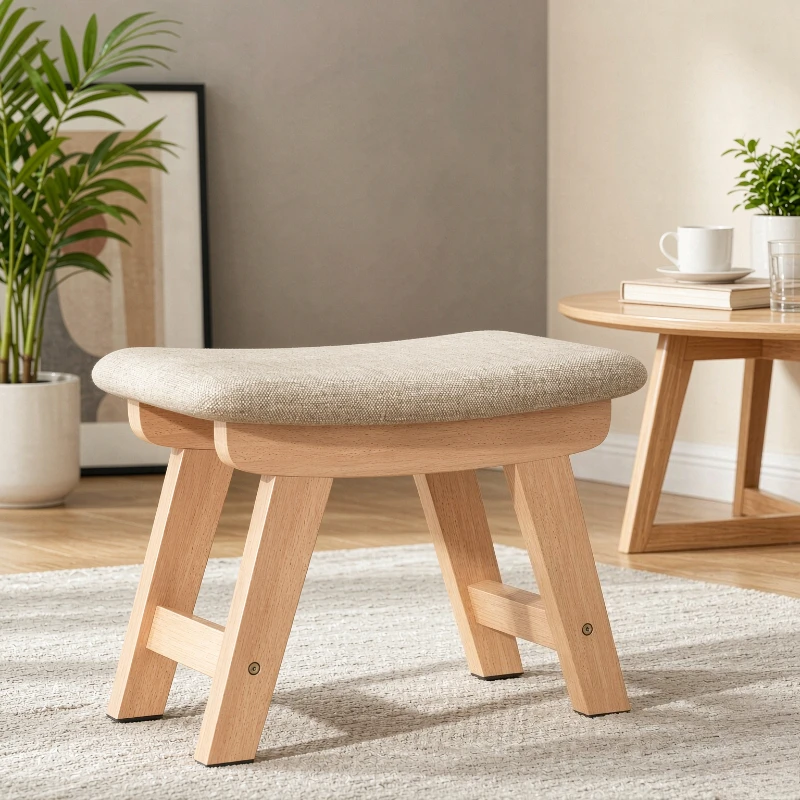 Solid Wood Stool Mortise Tenon Non Slip Footrest Modern Minimalist Portable Stool for Living Room Hallway Bedroom 원목 스툴