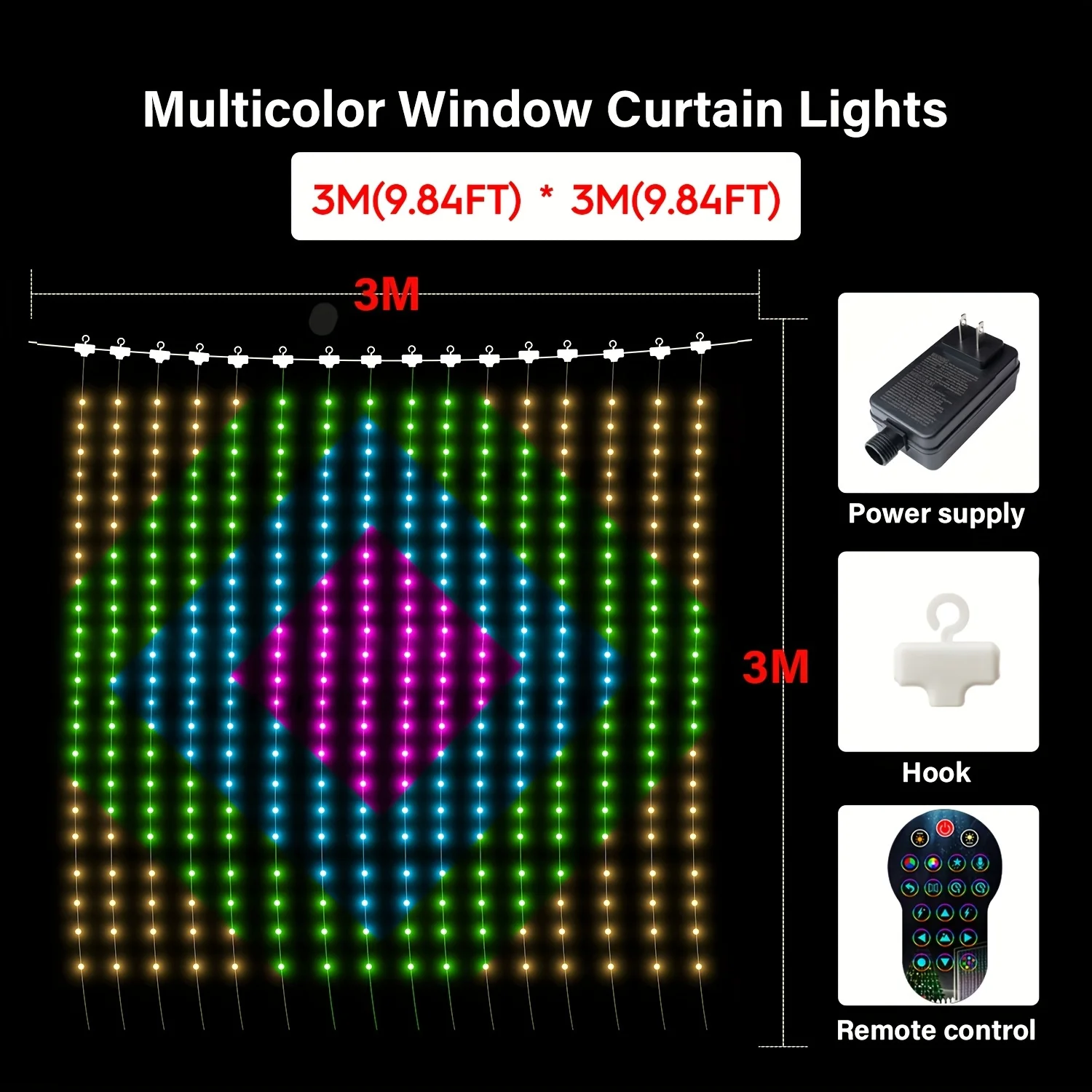 Guirxiété lumineuse LED étanche pour décoration extérieure et intérieure, rideaux intelligents lonely App, modèles de bricolage et texte, division itude, 400