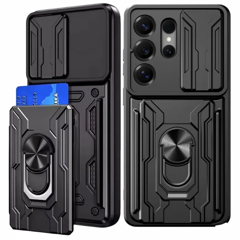 Heavy Duty Armor Shockproof Phone Case For Samsung Galaxy S26 Ultra S 26 Plus 5G Slide Lens Protect Card Slot Holder Back Cover