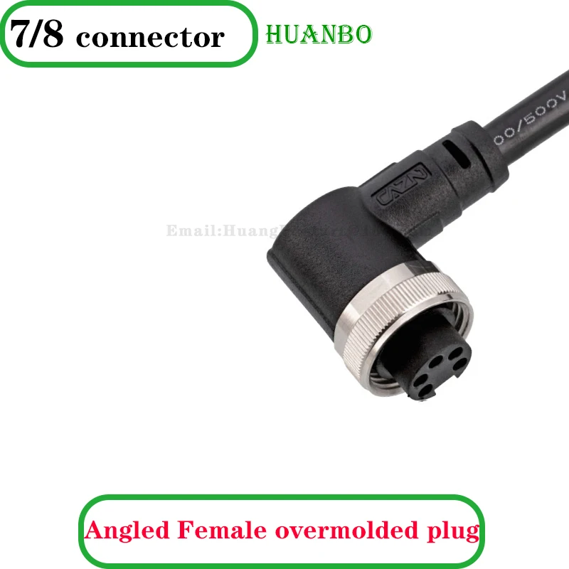 European standard M7/8 molded straight head elbow plug, 3-pin, 4-pin, 5-pin, IP67 waterproof connector wire harness, 1m 2m 3m 5m