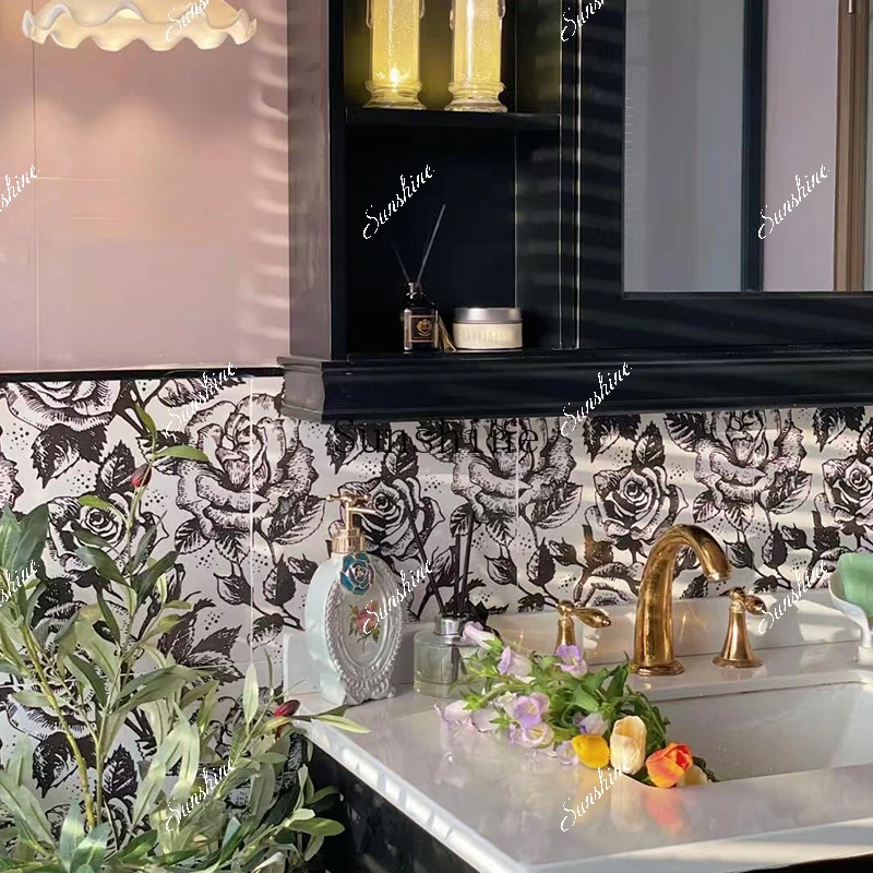 Floor-to-ceiling cabinet French retro bathroom cabinet combination marble under-counter basin  FT
