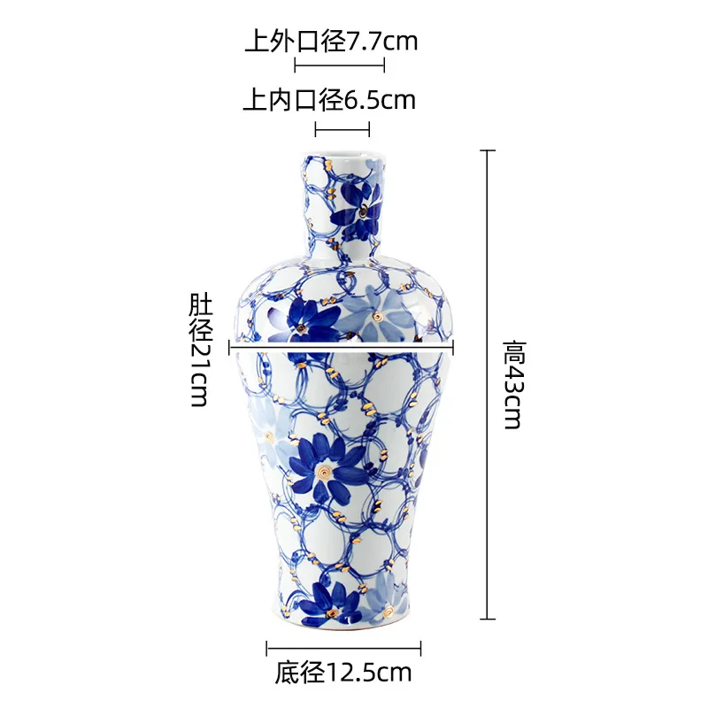 Jingdezhen hand-painted blue and white porcelain gold light luxury high-end blue and white porcelain villa entrance ceramic