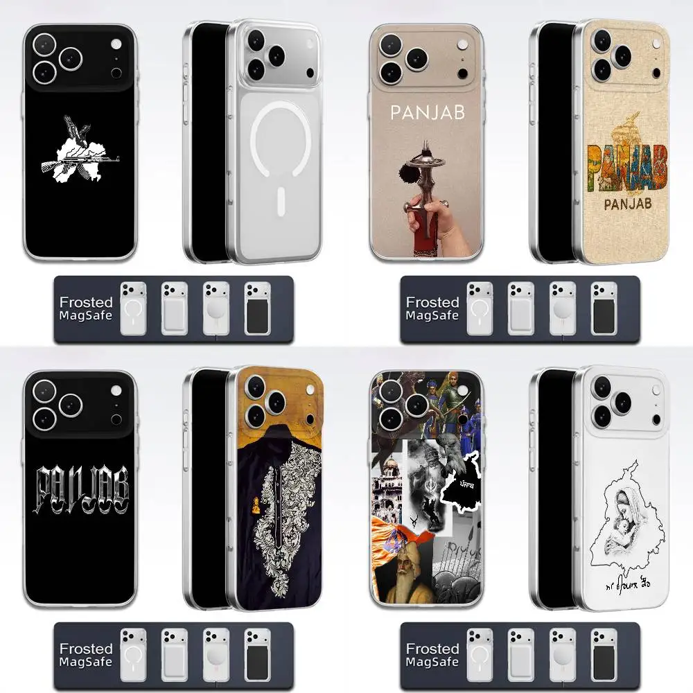 

Panjab Map Phone Case For iPhone 17,16,15,14,13,12,11,Pro,Max,Plus,E,Air,Mini Magsafe Frosted Transparent