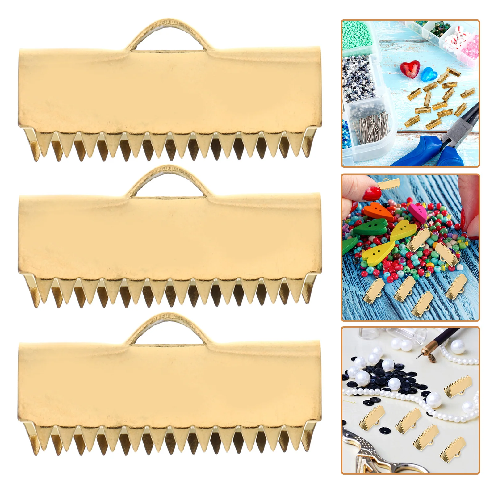 20 قطعة الشريط الذهبي ينتهي قرصة معدنية تجعيد المشبك الحبل ينتهي السحابات المشبك النتائج سوار ذاتي الصنع الخلخال 20 مللي متر