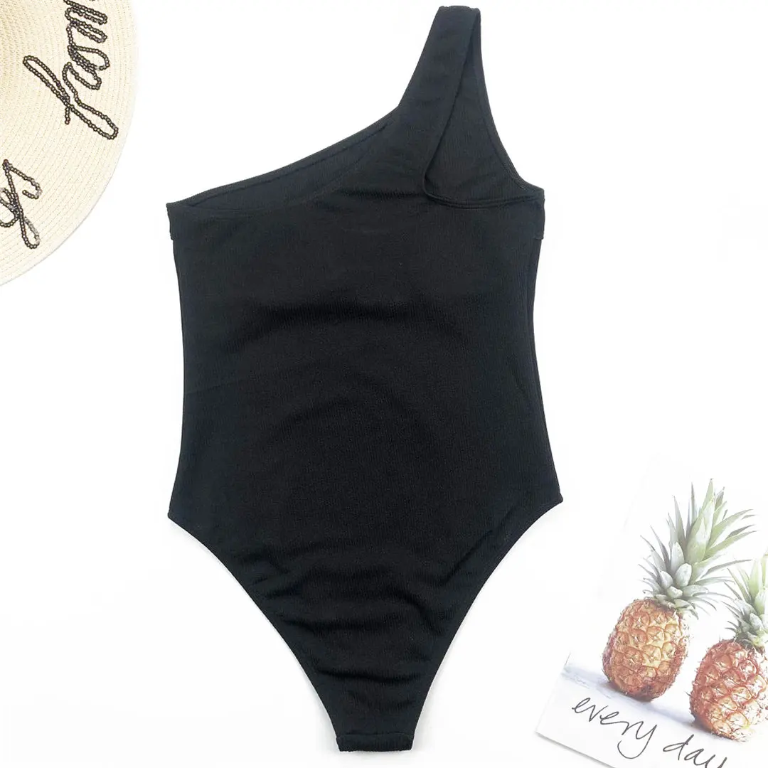 Einschultriger Monokini-Badeanzug mit Cut-Outs, gerippt, orange, einteiliger Badeanzug, sexy, schwarz, Damen-Bademode V1981 – Detail 18