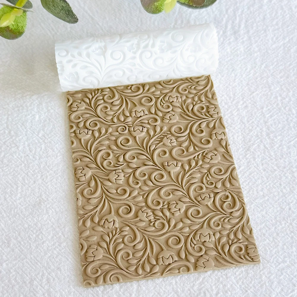 Polymer-Ton-Texturwalze mit Blumenmustern, Kunststoff-Bastelwerkzeug für DIY-Schmuckherstellung, Ohrring-Designs und Kunsthandwerksprojekte