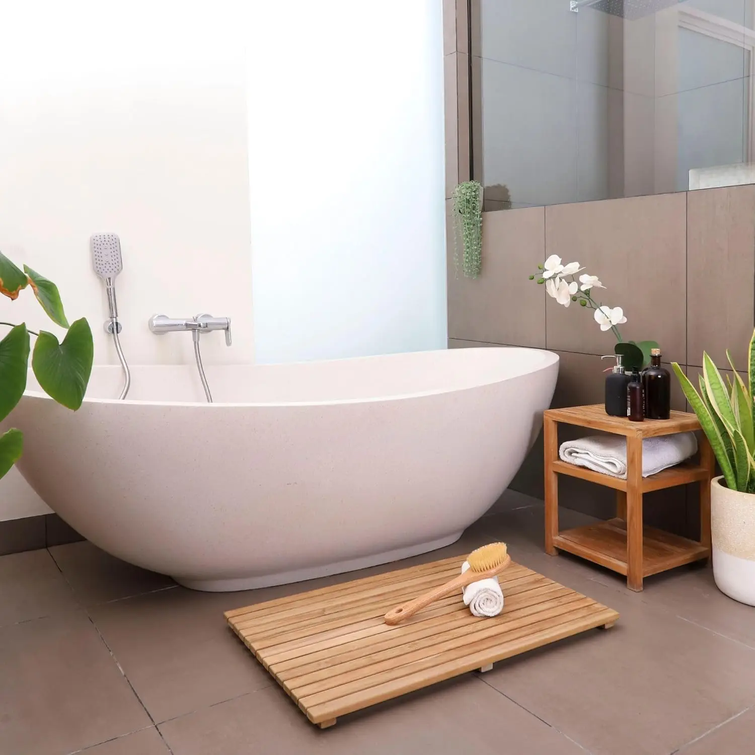 Wood Shower And Spa Bench With Shelf, Indoor And Outdoor Use (Under Sink Storage Bench) - 14""