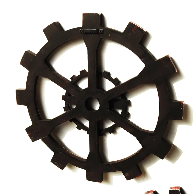 Industrial Home Decor Items - Vintage Wooden Gear Wall Art Steampunk Mechanical Decoración de Habitación for Bar Cafe Man view 4