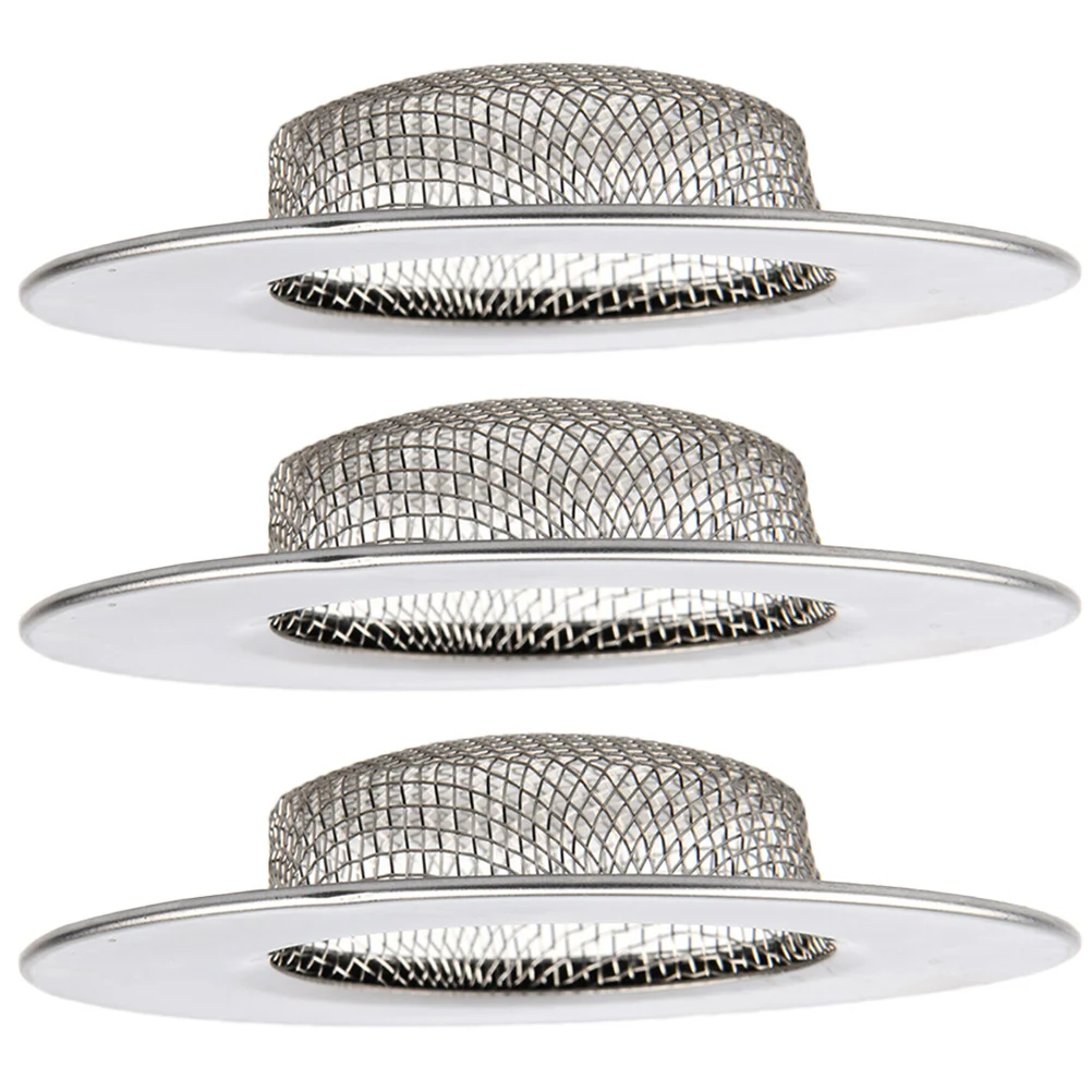 

3pcs Sink Strainer Filter Reusable Stainless Steel Hair Catcher Kitchen Bathroom Shower Drain Cover Silver Stopper Anti-clogging
