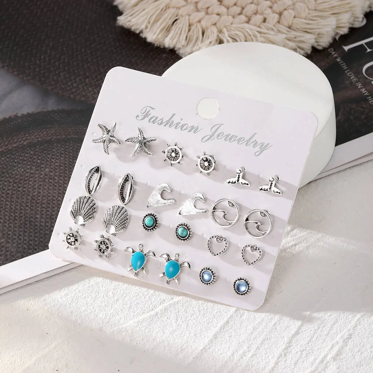Retro Bohemian Jewelry Small Set Combination For Women Alloy One Card Multiple Pairs Animal Earrings