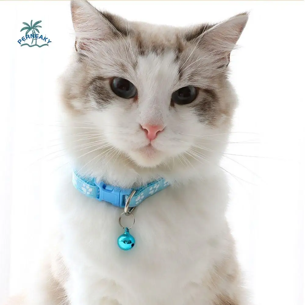 

Cute Polyester Cat Harness and Leash Set with Bell Colorful Pet Walking Vest Detachable Paw Pattern Puppy Halter Small Dog