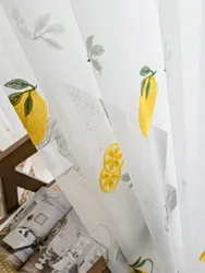 Small Fresh White Sheer Curtain Opaque Thickened Nordic Simple Yarn for the Bedroom Door Balcony Lemon Pattern