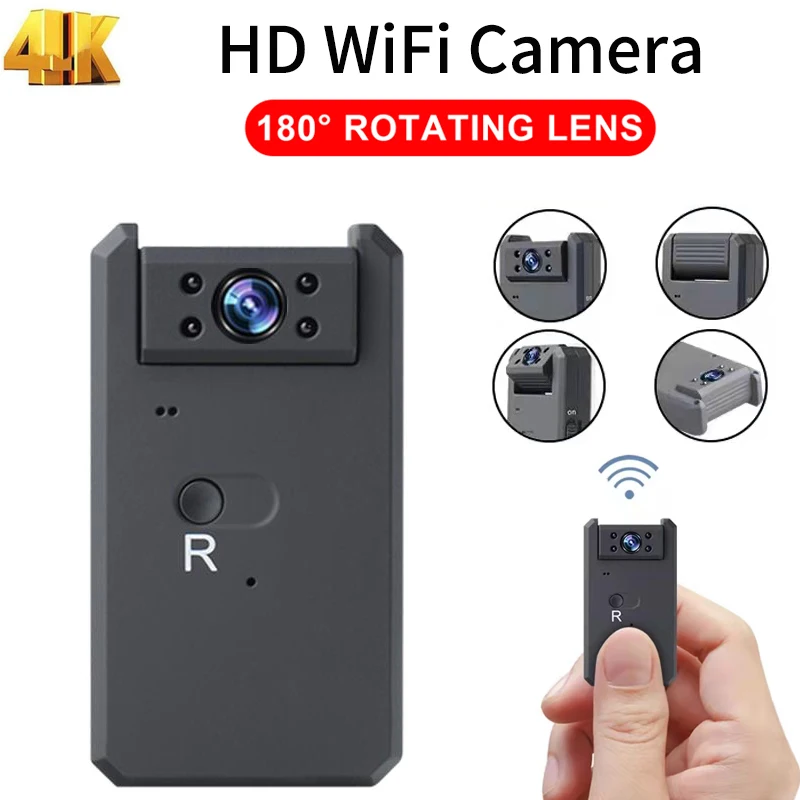 To Mini Camera Wifi 4K HD Rotate 180 Degrees Wireless Smart Home Night Vision DVR Motion Detection Small Video IP Camcordesr