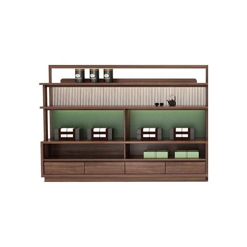 Living Room Display Rack & Large Storage Cabinet //New Chinese Style Minimalist Custom Solid Wood Antique High-quality Walnut