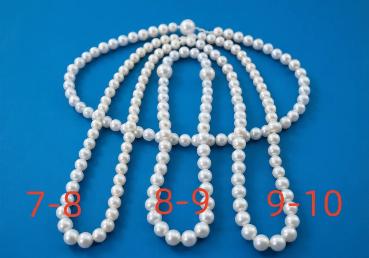 Japanese round necklace AAAA 7-8mm 8-9mm 9-10mm natural pearl necklace 925s18 inch