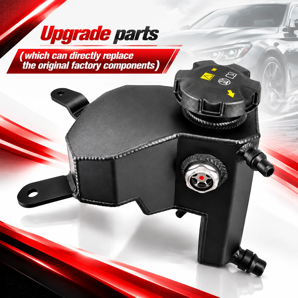 Aluminum Coolant Expansion Tank with Cap Compatible with BMW 1 3 Series X1 Z4 E81 E82 E87 E88 E90 E91 E92 E93 E84 E89 OE 603-334