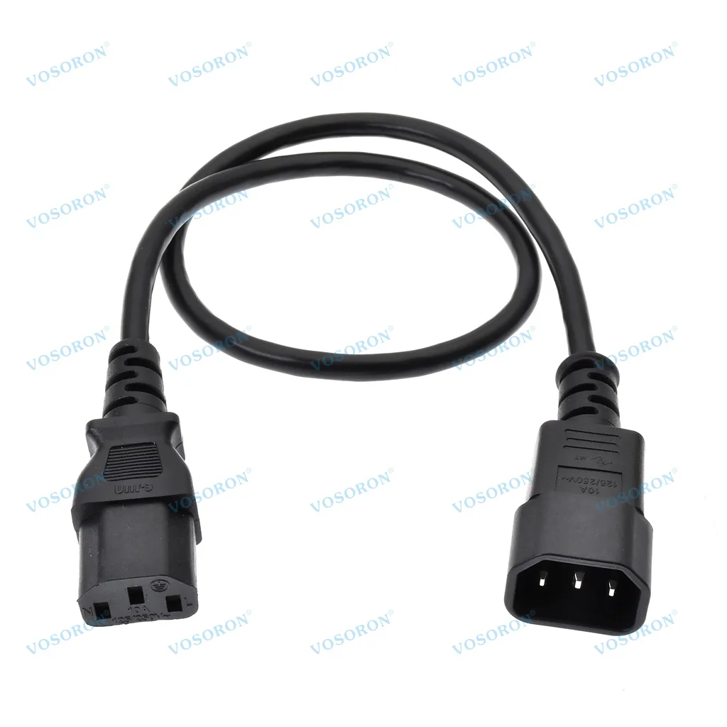 Standard Computer Power Extension Cord 18Awg 250V 10A IEC 320 C13 Female to C14 Male Power Cable
